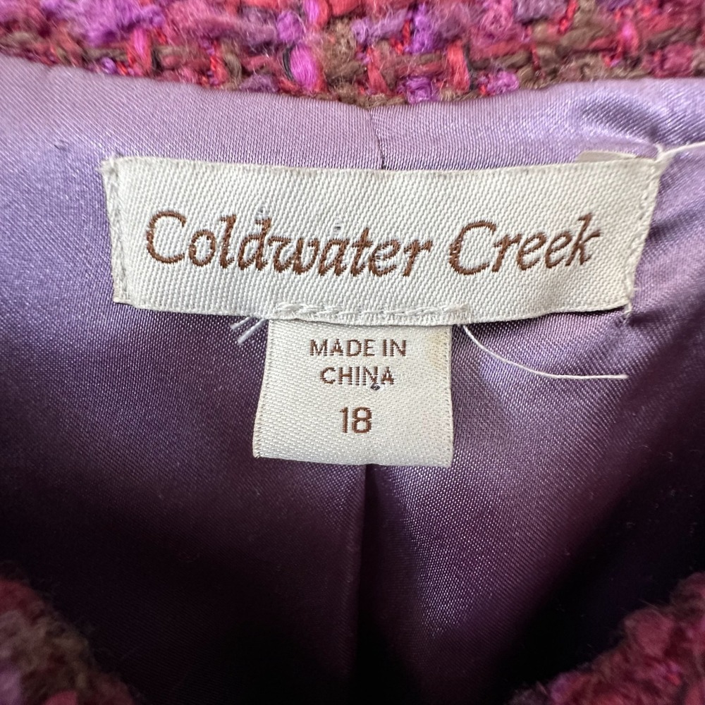 Coldwater Creek Purple Tweed Buttons‎ Jacket Blazer Womens 18 Old Money Preppy - Picture 5 of 13
